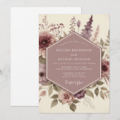 Mauve Botanical Whimsical Wedding Kaart (Voorkant / Achterkant)