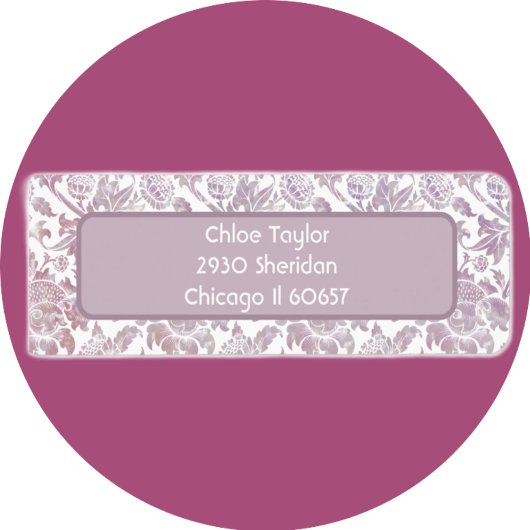 Mauve  botanisch patroon etiket