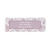 Mauve  botanisch patroon etiket (Voorkant)