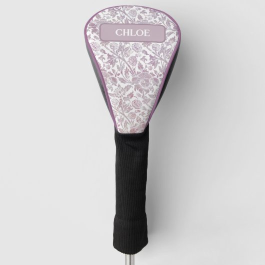 Mauve  botanisch patroon golfheadcover (Voorkant)
