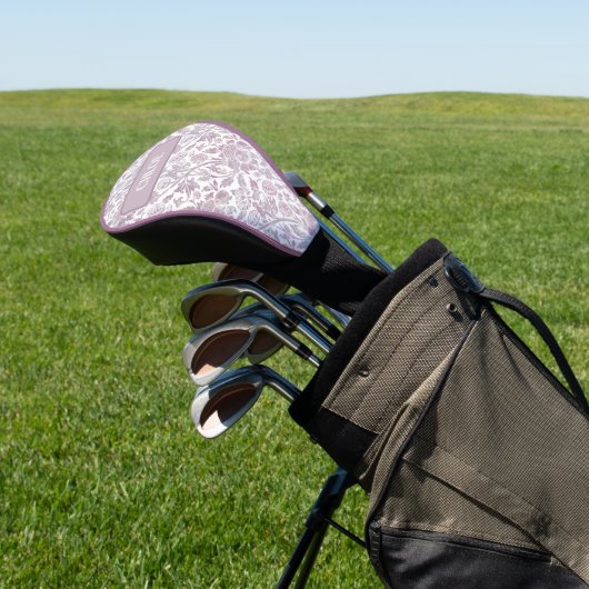 Mauve  botanisch patroon golfheadcover (Insitu)