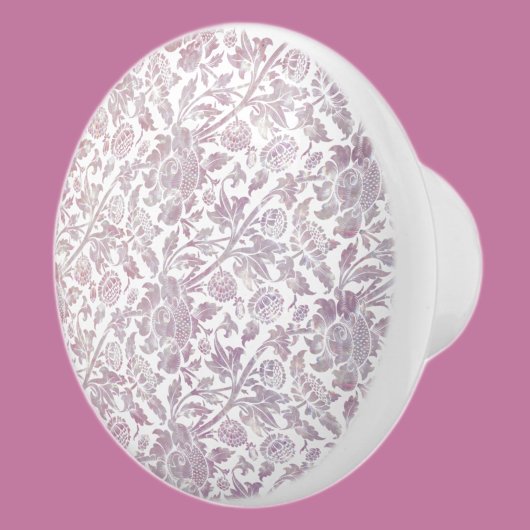 Mauve botanisch patroon keramische knop