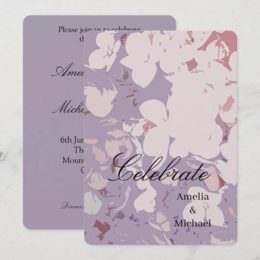 Mauve botanische bruiloft kaart (Voorkant / Achterkant)
