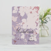 Mauve botanische bruiloft kaart (Staand voorkant)