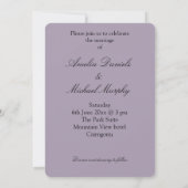 Mauve botanische bruiloft kaart (Achterkant)