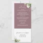 Mauve botanische groen alles in één bruiloft kaart (Achterkant)