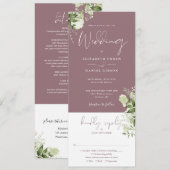 Mauve botanische groen alles in één bruiloft kaart (Voorkant / Achterkant)