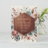 Mauve Botanische Romantische Bruiloft Kaart (Staand voorkant)