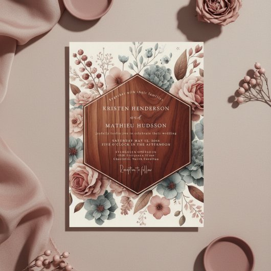 Mauve Botanische Romantische Bruiloft Kaart