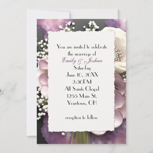 Mauve Bruiloft Boeket met Baby's Breath Kaart (Voorkant)