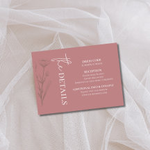 Mauve Bruiloft Details Behuizing Kaart