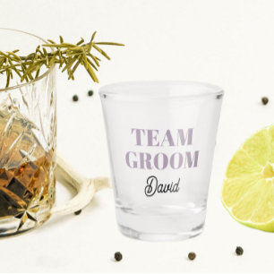 Mauve bruiloft team bruidegom gepersonaliseerd shot glas