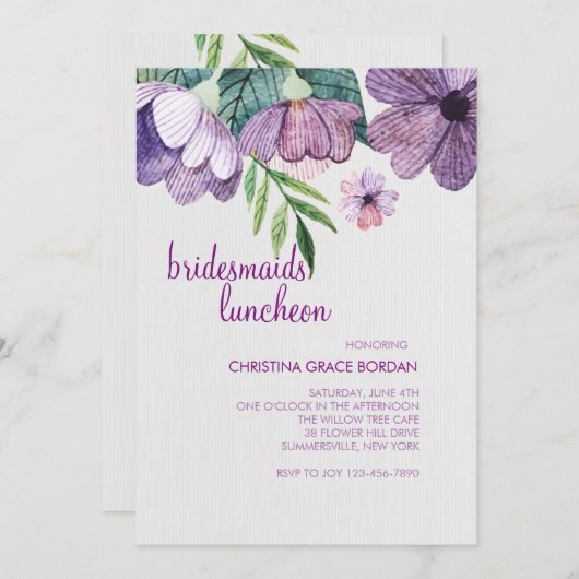 Mauve Buttercups Uitnodiging (Voorkant / Achterkant)