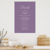 Mauve Calligraphy Wedding Drinks Menu Sign Poster (Keuken)