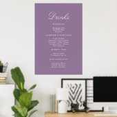 Mauve Calligraphy Wedding Drinks Menu Sign Poster (Thuiskantoor)