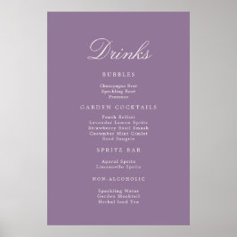 Mauve Calligraphy Wedding Drinks Menu Sign Poster