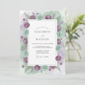 Mauve Celadon Ranunculus Eucalyptus Bruiloft Kaart (Staand voorkant)