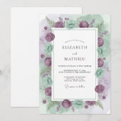 Mauve Celadon Ranunculus Eucalyptus Bruiloft Kaart (Voorkant / Achterkant)