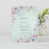 Mauve Celadon Watercolor Bruiloft Kaart (Staand voorkant)