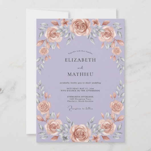 Mauve Champagne Bruiloftsgarlande Kaart (Voorkant)