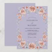 Mauve Champagne Bruiloftsgarlande Kaart (Voorkant / Achterkant)