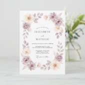Mauve Champagne Krans Bruiloft Kaart (Staand voorkant)