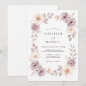 Mauve Champagne Krans Bruiloft Kaart (Voorkant / Achterkant)