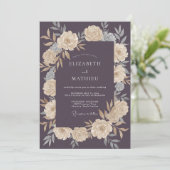Mauve Champagne Ranunculus Eucalyptus Bruiloft Kaart (Staand voorkant)