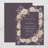 Mauve Champagne Ranunculus Eucalyptus Bruiloft Kaart (Voorkant / Achterkant)