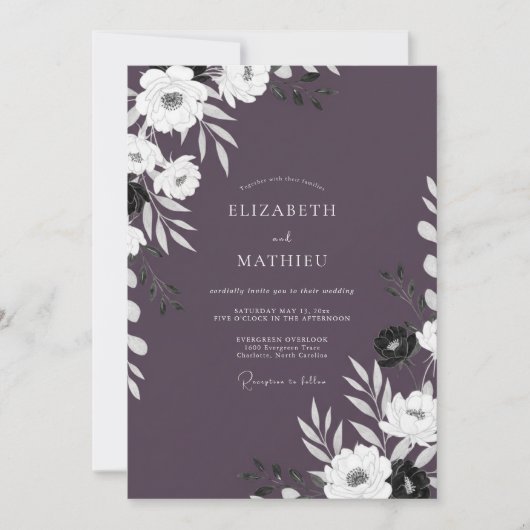 Mauve Chic Botanische Avondbruiloft Kaart (Voorkant)