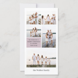 Mauve Chic Moderne Neutrale 5 Foto Elegant Feestdagenkaart