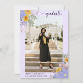 Mauve chique wilde bloemenfoto waterverf afstudere kaart (Voorkant)