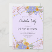 Mauve chique wilde bloemenfoto waterverf afstudere kaart (Achterkant)