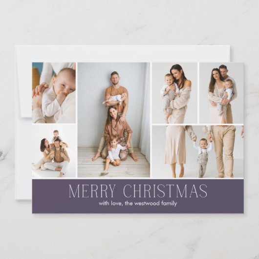 MAUVE Christmas Elegant 6 Collage Fotobericht Feestdagenkaart (Voorkant)