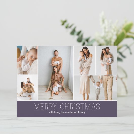 MAUVE Christmas Elegant 6 Collage Fotobericht Feestdagenkaart (Staand voorkant)