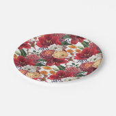 Mauve chrysanten en rode amaryllis herfst papieren bordje (Gekanteld)