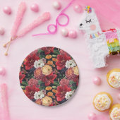 Mauve chrysanten en rode amaryllis herfst papieren bordje (Feest)