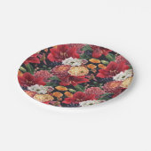 Mauve chrysanten en rode amaryllis herfst papieren bordje (Gekanteld)