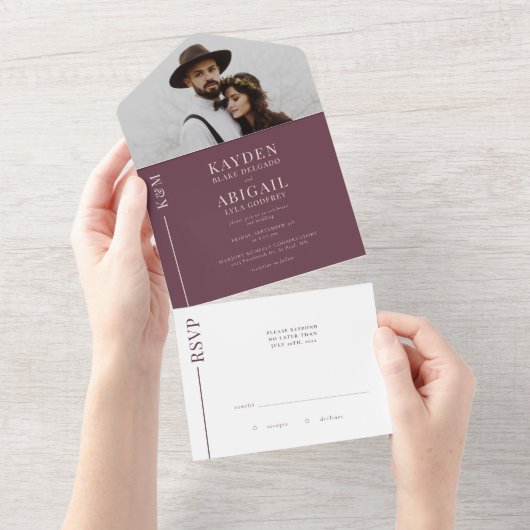 Mauve Clean Line bruiloft uitnodiging (Afscheurbaar)