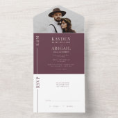 Mauve Clean Line bruiloft uitnodiging (Binnen)