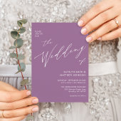 Mauve Code QR allen in Één Moderne Manuscript Wedd Uitnodiging Briefkaart