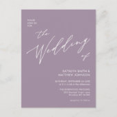 Mauve Code QR allen in Één Moderne Manuscript Wedd Uitnodiging Briefkaart (Voorkant)