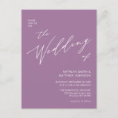 Mauve Code QR allen in Één Moderne Manuscript Wedd Uitnodiging Briefkaart (Voorkant)