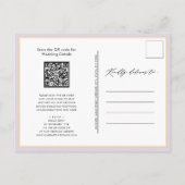 Mauve Code QR allen in Één Moderne Manuscript Wedd Uitnodiging Briefkaart (Achterkant)