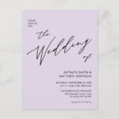 Mauve Code QR allen in Één Moderne Manuscript Wedd Uitnodiging Briefkaart (Voorkant)