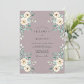 Mauve Crème Bloemenschildering Bruiloft Kaart (Staand voorkant)