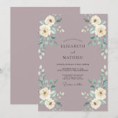 Mauve Crème Bloemenschildering Bruiloft Kaart (Voorkant / Achterkant)