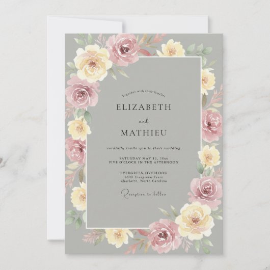 Mauve Crème Roze Bruiloft Kaart (Voorkant)