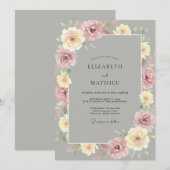 Mauve Crème Roze Bruiloft Kaart (Voorkant / Achterkant)
