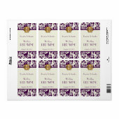 Mauve Damask Monogram Bruiloft Mini Wijn Labels (Full Sheet)